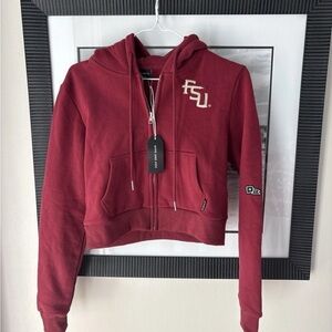 FSU Cropped Hoodie Hype and Vice Florida State Full Zip Red Small NWT